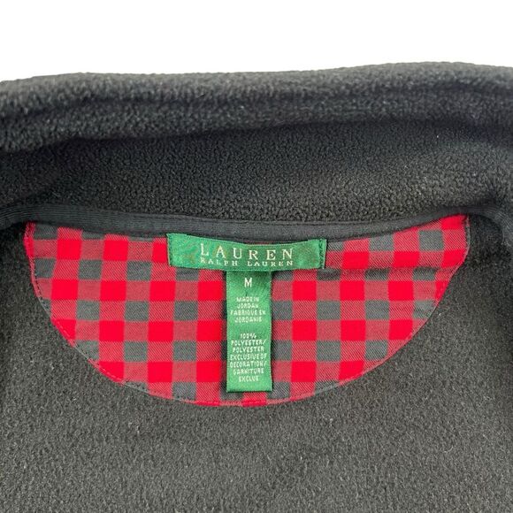 Lauren By Ralph Lauren Women's Black Crest Full Zip Fleece Jacket Size Medium - Picture 3 of 8